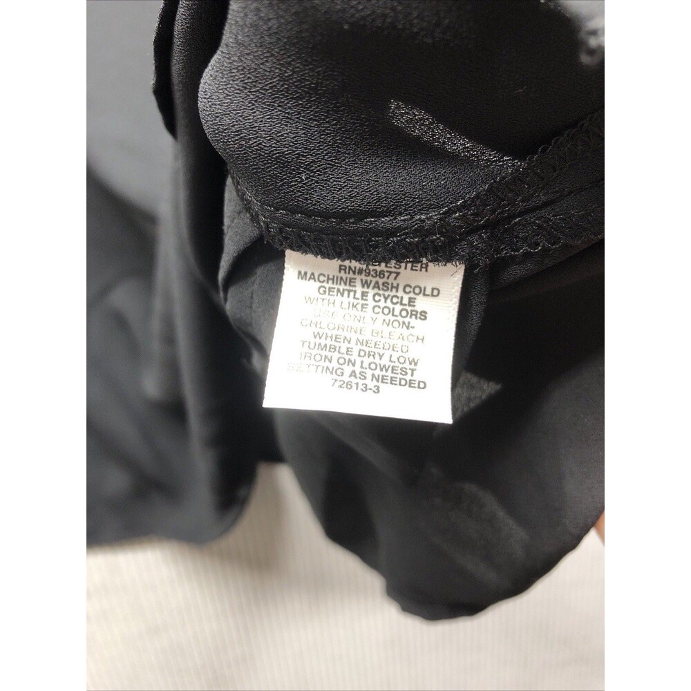 Liz Claiborne Womens Blouse 2X Black Ruffle Cap Sleeve Feminine Romantic NWD - Picture 12 of 16